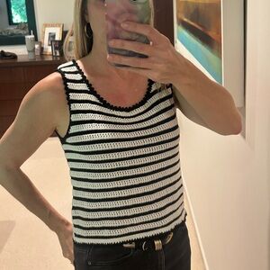 SUNCOO Black and White Striped Tank Top